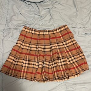 Like An Angel brown and red plaid pleated mini skirt size small